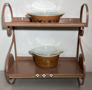 Vintage Pyrex Early American Dishes W/Lids, Chicken Hanging shelf