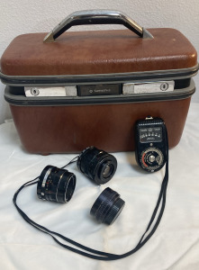 Vintage Camera Lenses,Weston Master, Samsonite Sm. Case