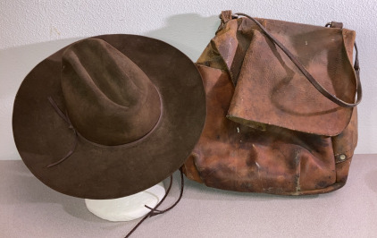 Stetson Hat 7 1/4, Bucheimer Leather Bag (1965)