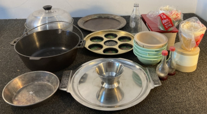 Vintage Kitchenware- Cast Iron Pot And More! BB70