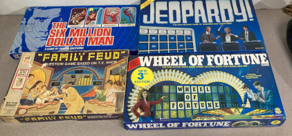 Vintage Games - The Six Million Dollar Man, Jeopardy,Wheel Of Fortune, Family Fude