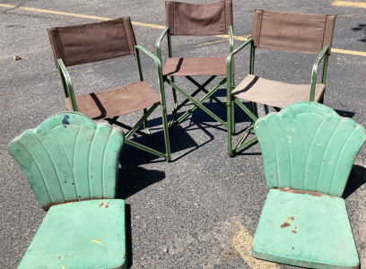 Vintage Folding Chairs, Parts For 2 Other Chairs