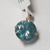 $1385 14K Greenish Blue Moissanite(8ct) Pendant