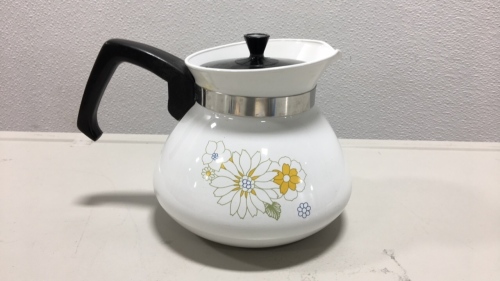 1970s Floral Bouquet Corningwear 6 Cup Coffee Pot