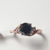 $2505 10K Black Diamond(1.8ct) Diamond(0.12ct) Ring