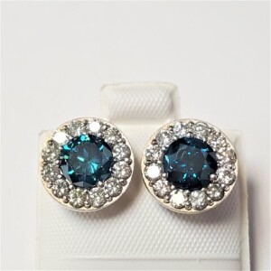 $11,985 14K Natural Blue Diamond Earrings