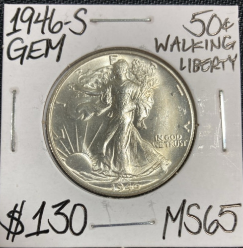 1946-S MS65 Gem Walking Liberty Silver Half Dollar