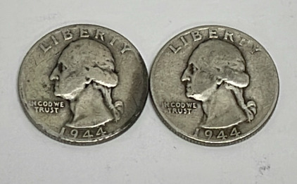 (2) Silver Washington Quarters Dated 1944