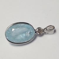 $1800 14K Aquamarine(7.6ct) Diamond(0.2ct) Pendant
