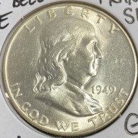 1949 MS65FBL Gem Full Bell Line Franklin Half Dollar - 3