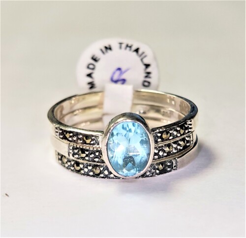 $240 Silver Blue Topaz And Marcasite Set