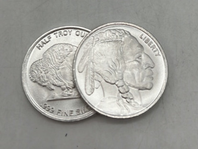 (2) Half Troy Oz Liberty Head Silver Coin, .999 Fine Silver