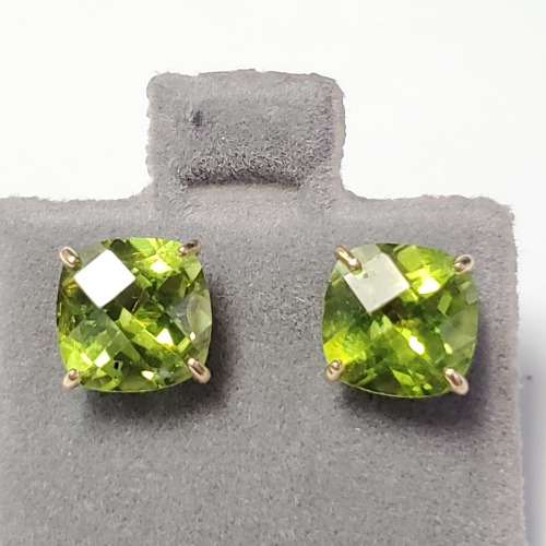 $600 14K Rose Cut Peridot(3.3ct) Earrings