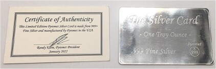 1 Troy Oz .999 Fine Silver Card
