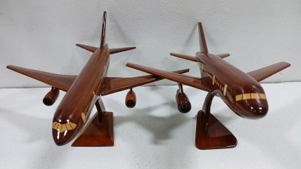 (2) 18"Ã—18" Mahogany Wooden Handmade Airplanes