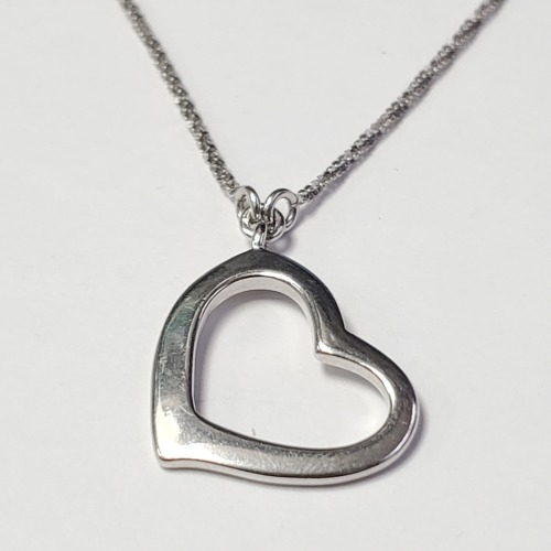 $80 Silver Heart 34" Necklace