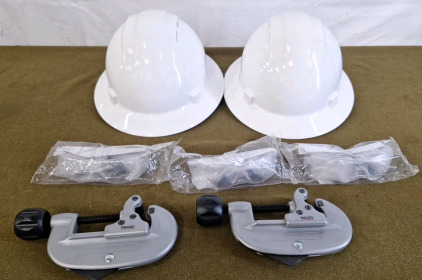 (2) RIGID No.20 Tubing Cutters, (2) Hardhats & (3) Pairs Of Safety Glasses