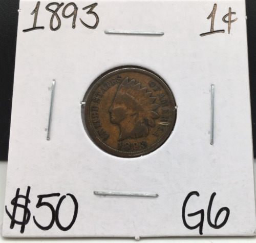 1893 G6 Antique Indian Head Cent Penny