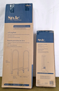 (1) Style Selections Log Rack & (1) Style Selections 3-Peice Fireplace Tool Set