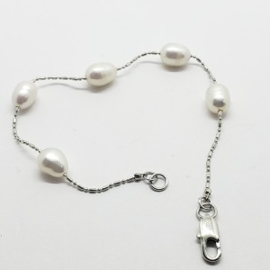 $100 Silver Pearl 7" Bracelet