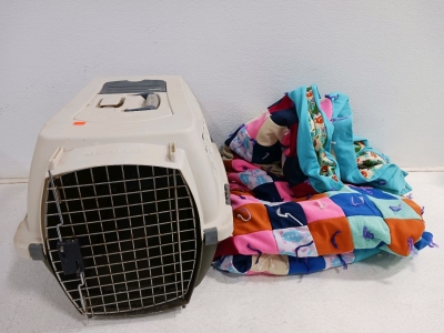 Medium Pet Carrier and Hand Made Blanket