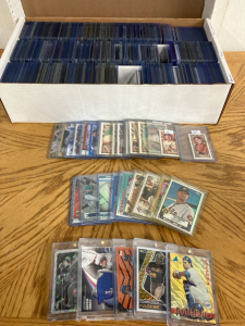(1) Box of Assorted, Sleeved Baseball and Basketball Cards