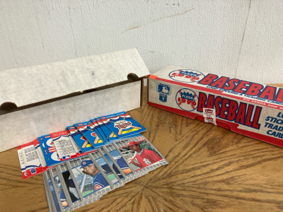 (1) Factory Seals Fleer 1996 Logo Stickers and Trading Cards, (1) Box of Assorted Baseball Cards