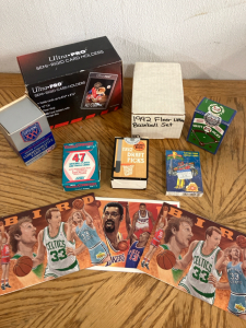 1992 Fleet Ultra Baseball Set, 1992 Draft Picks, Front Row Draft Picks, Ultra Pro Card Holders, Super Bowl Commemorative Card Set, (2) Larry Bird XL (1) Wilt XL Card, Power Ranger Playing Cards