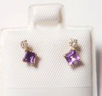 $400 10K Amethyst (0.4ct) Diamond(0.06ct) Earrings