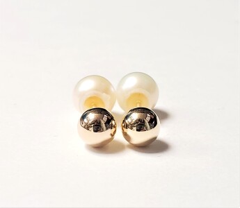 $200 10K Fresh Water Pearl 2In1 Reversible Earrings