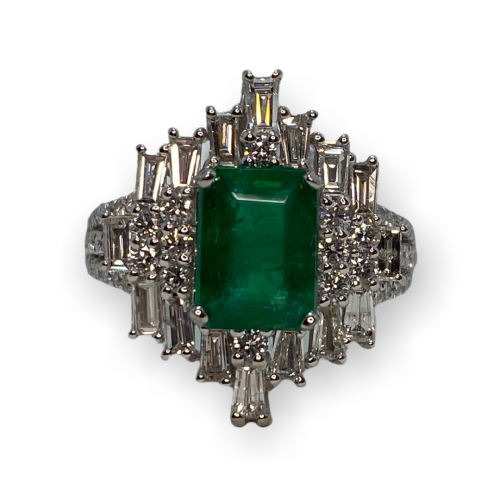 $15,830 Value, 18K Emerald & Diamond Ring