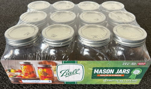 NEW! Case of (12) 16oz Ball Mason Jars w/ Lids