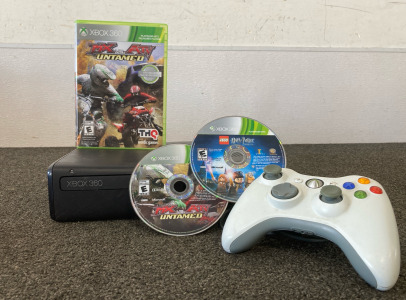 XBOX 360 Slim, Wired Controller, Games (2)