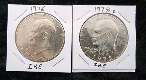 1976 And 1978 D Print Ike Dollar- Authentication Unavailable
