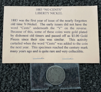 1883 “No Cents” V-Nickel