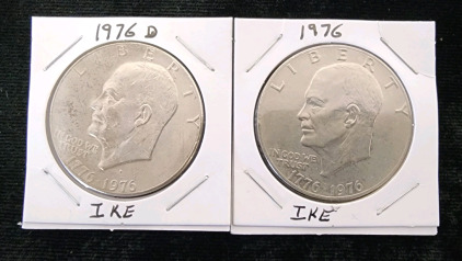 1976 And 1976 D Print Ike Dollars- Authentication Unavailable