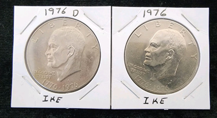 1976 And 1976 D Print Ike Dollars- Authentication Unavailable