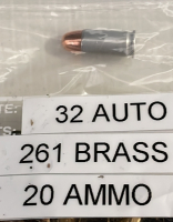 32 Auto (261) Brass (20) Ammo, (9) 16 Gauge Ammo, 32 S&W Long (76) Brass (1) Ammo, 38 Super (71) Brass (6) Ammo, & 25 Auto (73) Brass (29) Ammo - 5