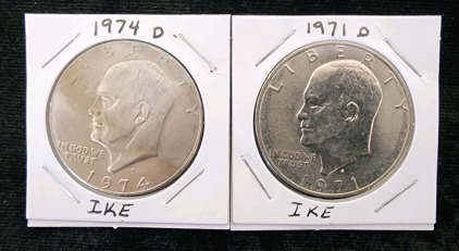 1971 And 1974 Both D Print Ike Dollars- Authentication Unavailable