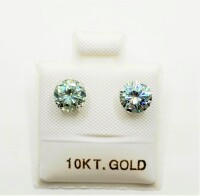 $1610 10K Light Bluish Green Moissanite(1.5ct) Earrings