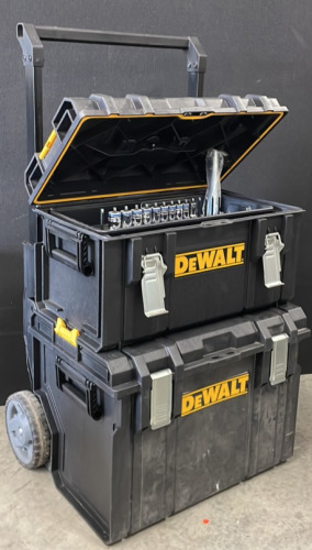 DeWalt Tough System Stacking Mobile Toolbox (450 &DS300) With Airhawk, Wrenches & Socket Set