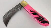 Damascus Pocket Knife With Leather Sheath - 2