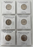 (6) Uncirculated Old Jefferson Nickels