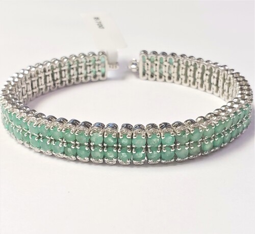 $1937 Silver Emerald 7"(7.4ct) Bracelet