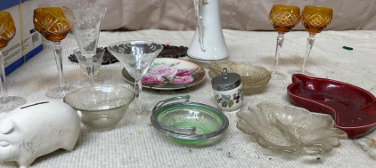 Assortment Of Decorative China, Home Decor, & Wine Glasses