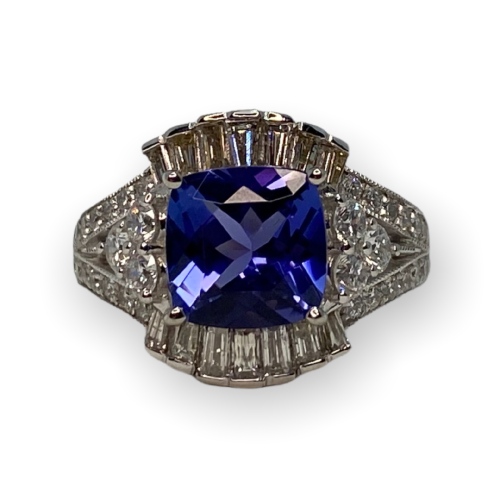 $10,980 Value, Platinum Diamond & Tanzanite Ring