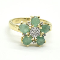 Gold plated Sil Emerald White Topaz(2.9ct) Ring