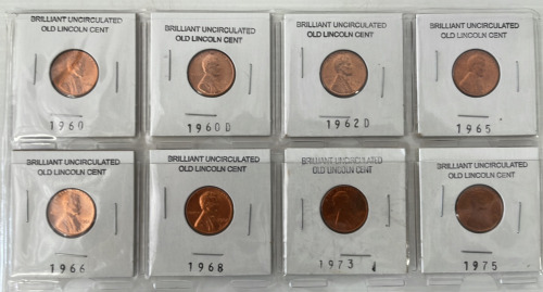 (8)Old Uncirculated Lincoln Pennies