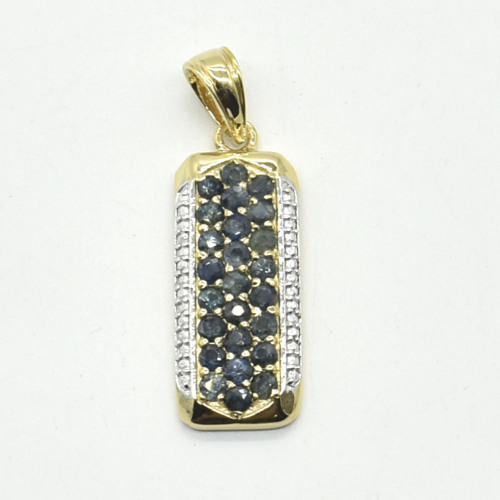 Gold plated Sil Blue Sapphire White Topaz(3.8ct) Pendant