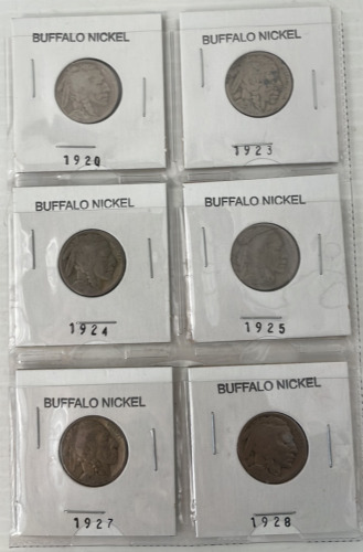 (6) Old Buffalo Nickels